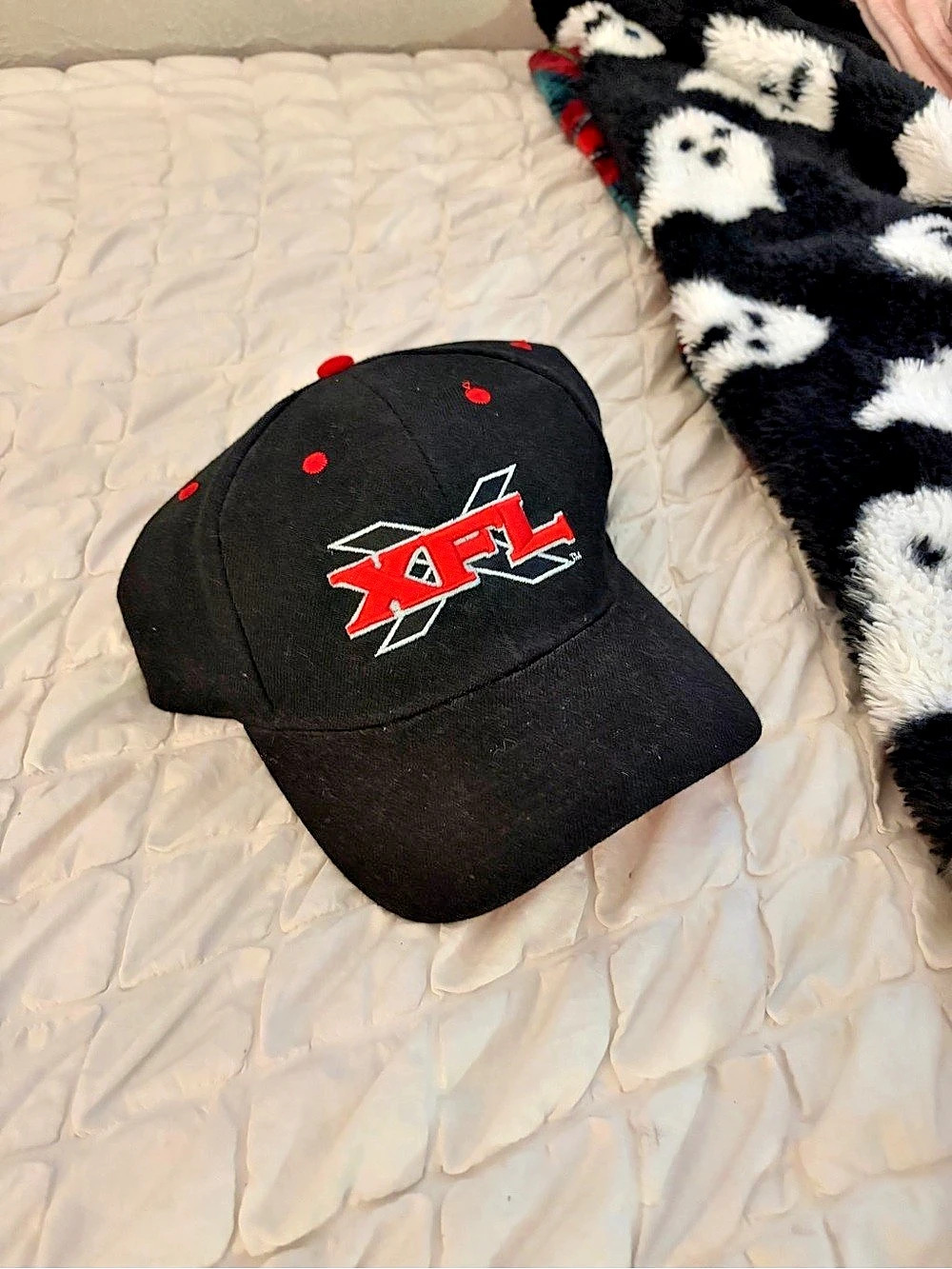 Drew Pearson Vintage 2001 XFL League Logo Hat Black & Red Cap